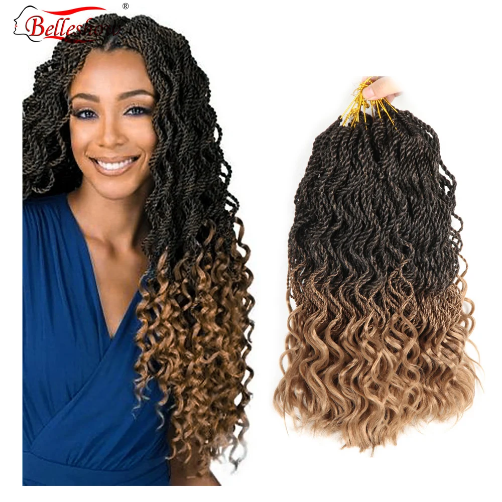 

Hot sell 14'inch 35 stands Synthetic crochet braids senegalese twists with wavy ends wavy senegalese twist hair