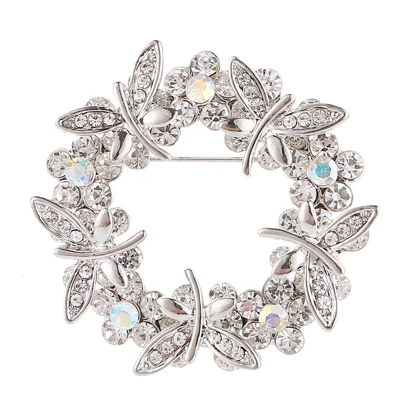 

XILIANGFEIZI High Quality Rhinestone Metal Jewelry Butterfly Garland Broche Women Gift Dress Decoration Pin Flower Brooches