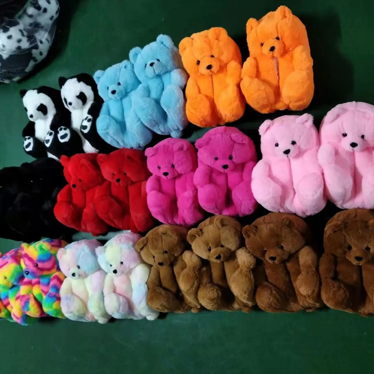 

Hot selling popular plush teddy bear slippers animal warm slippers for women and girls, Picture