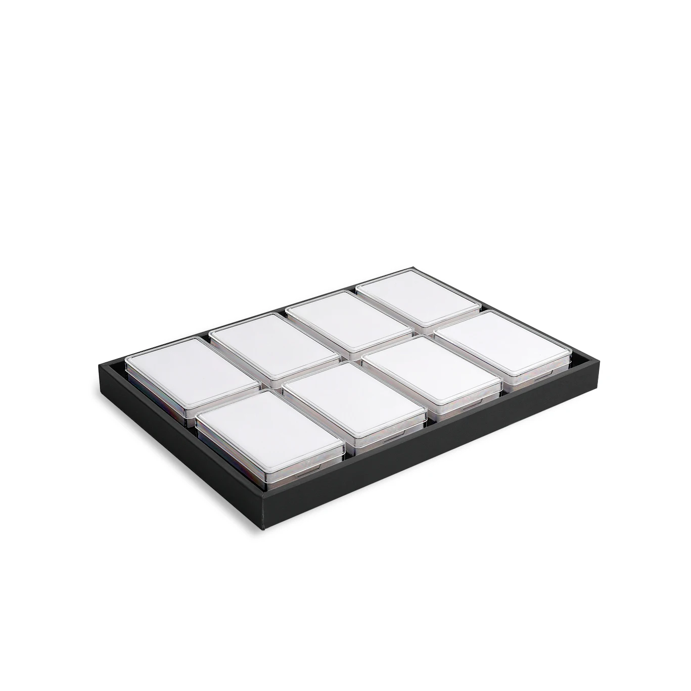 Clear Acrylic  Gem Box Sophisticated Gemstone Display Set DK21669-8 Clear Boxes and Wooden Tray