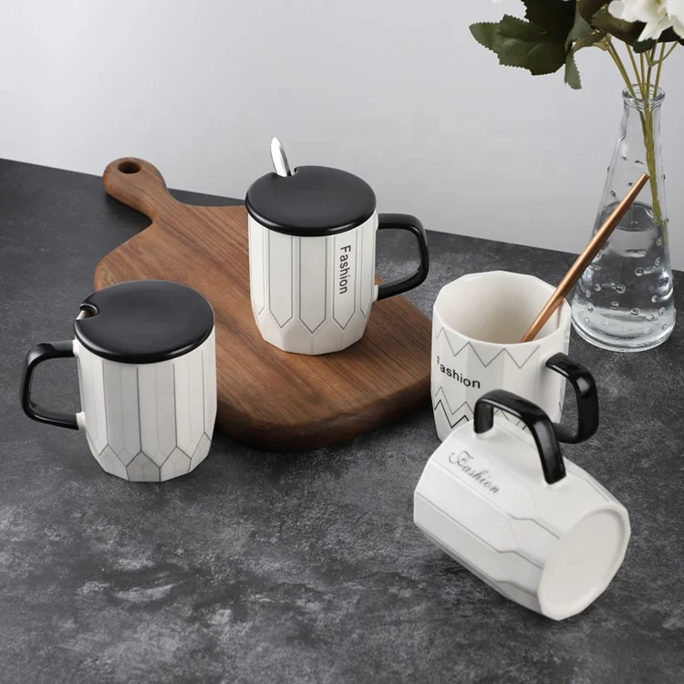 

Restaurant matte glazed fashion ceramic coffee mug cheap personalized mugs, White and black