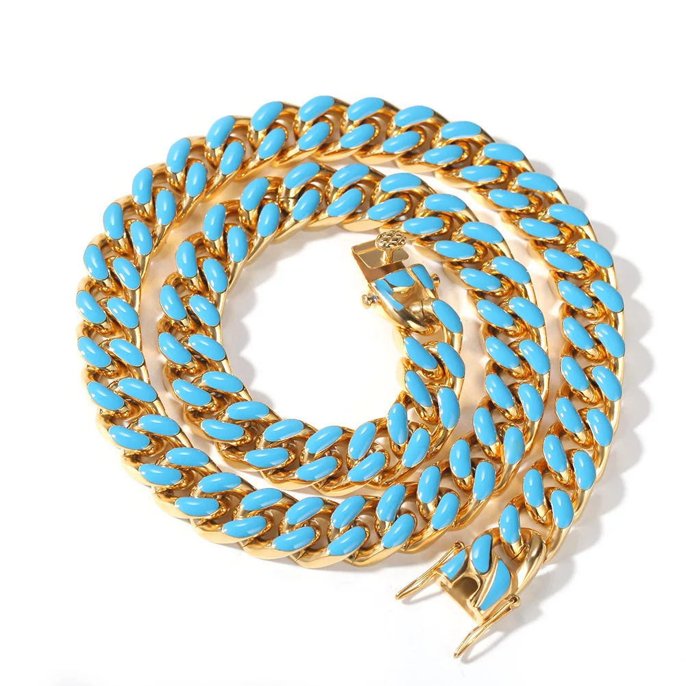 

18inch 20inch 12mm Gold sterling silver stainless steel wholesale cuban link chain Necklace