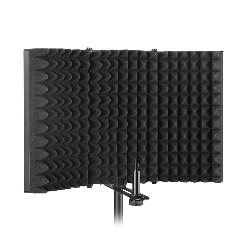 

Microphone Isolation Shield, Studio Mic Sound Absorbing Foam Reflector for Any Condenser Microphone Recording Equipment Studio, Black