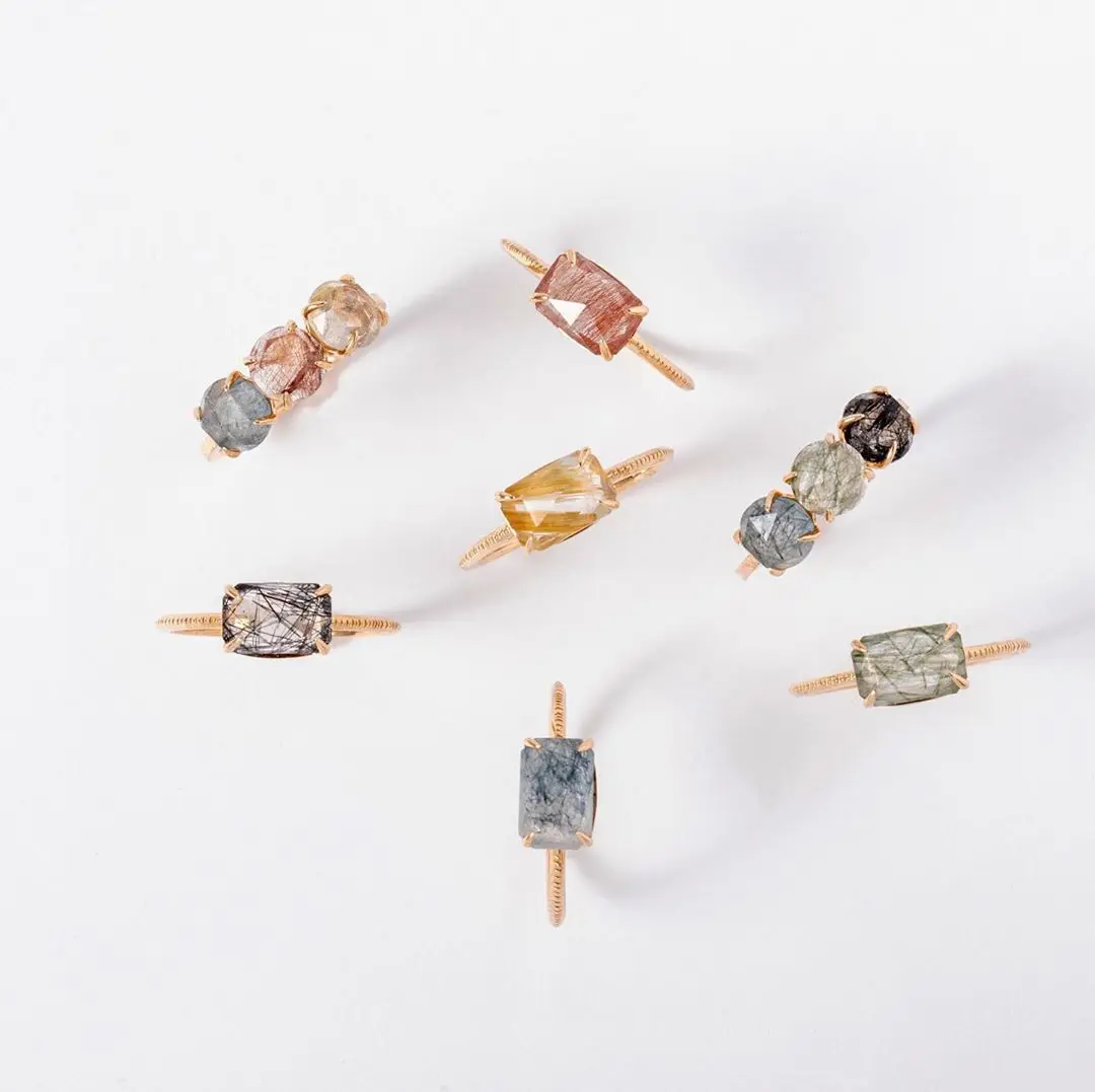 

Japanese luxury new product 5 colors natural red quartz rutilated crystal ring Simple fresh candy crystal ring jewellery, Available