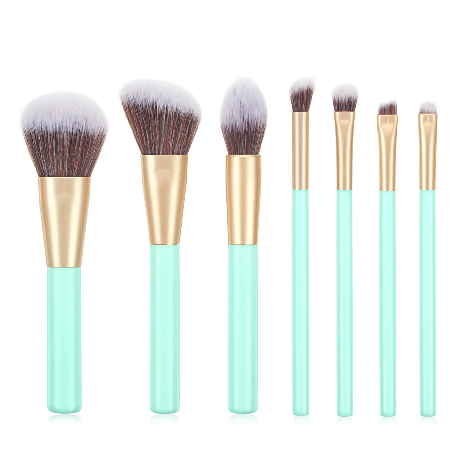 

7 PCS Blue & black green makeup tools kit portable travel makeup brushes set for women girls, 2 color options