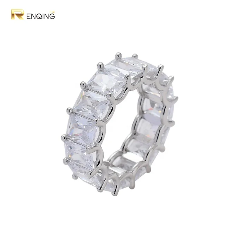 

Baguette Ring Brass CZ Diamond Cut Zirconia Hip Hop Ring Bling Gold Plating Rapper Jewelry