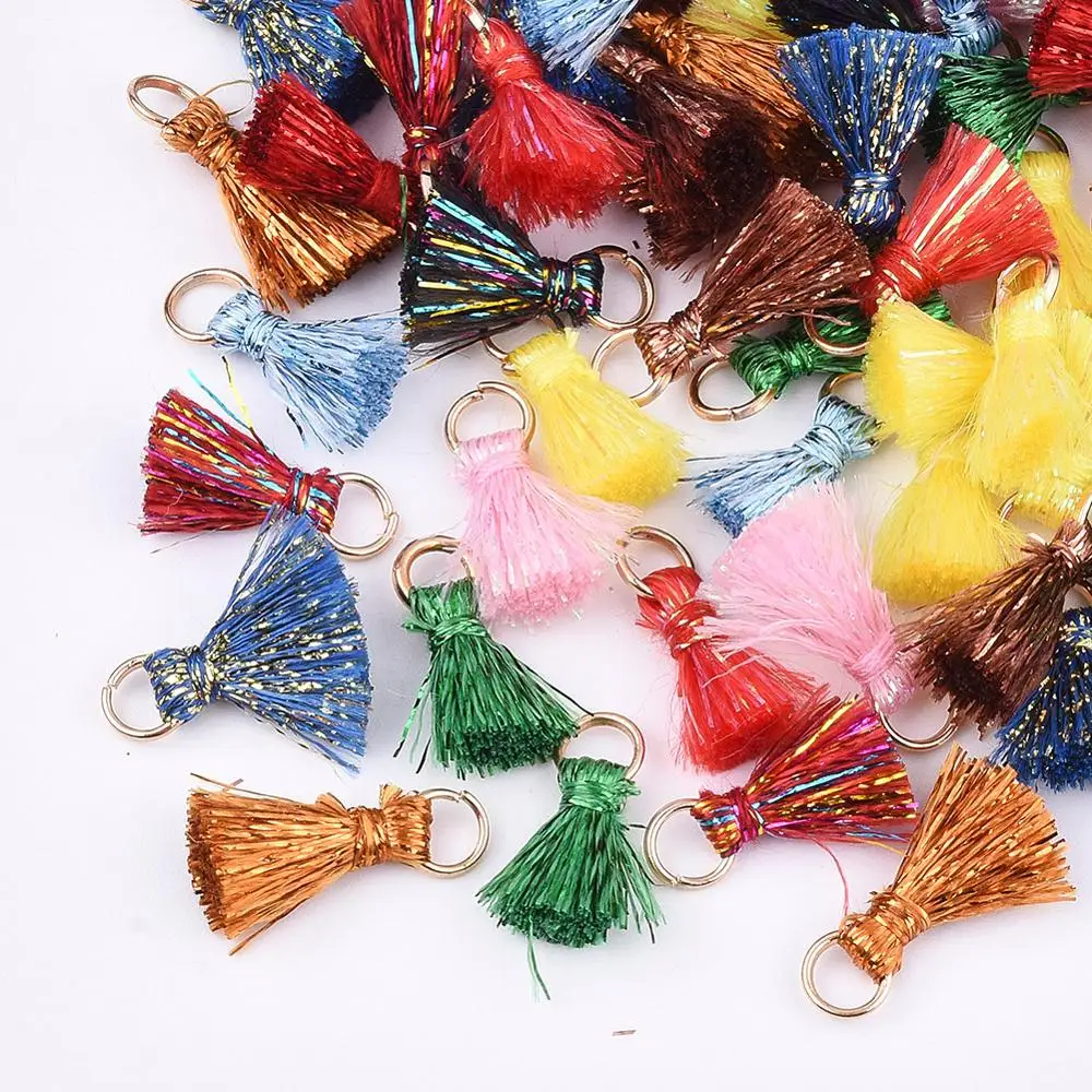 

Pandahall Golden Iron Jump Rings Metallic Cord Tassel Pendants