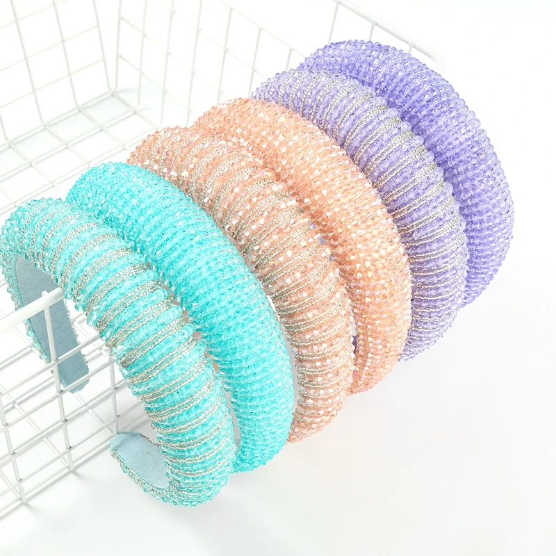 

Korea Acrylic Rice Bead Hair Band Women Trend Wide Sponge Headband