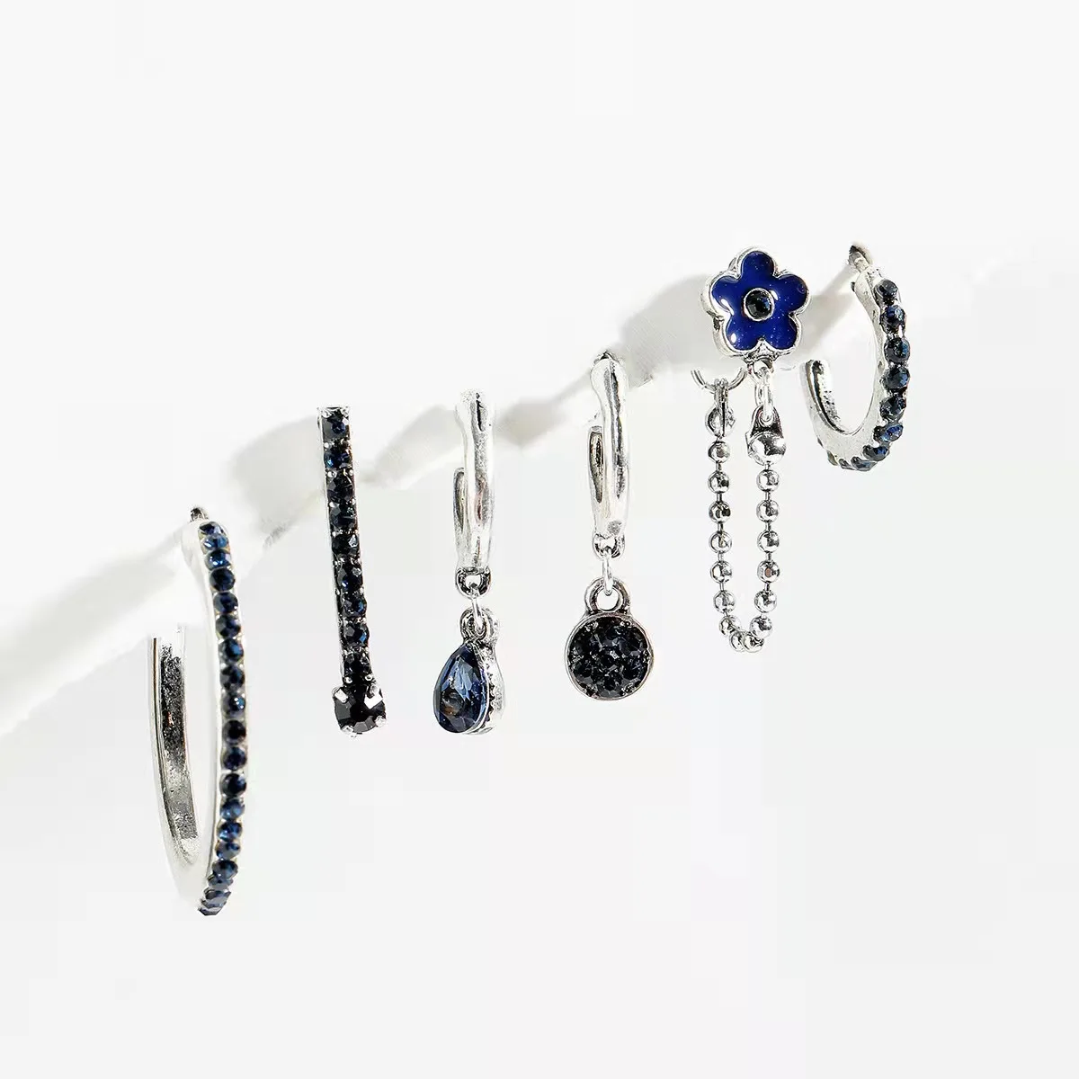 

Asymmetrical earrings fashion accessories dangle rhinestone earrings set dangle rhinestones hoops earrings