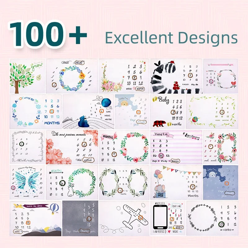 
Security Ognic Printed Baby Girl Milestone Month Blanket Set for Newborn Baby 