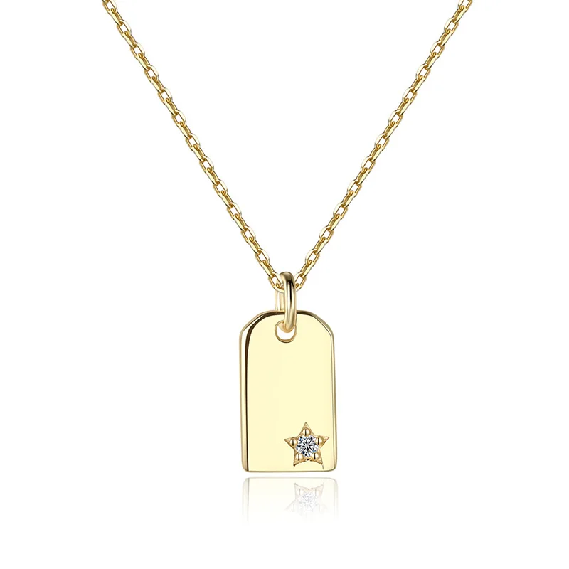 

Hainon S925 Sterling Silver Square Brand Round Zircon Five Star Necklace Fashion Ladies Pendant Necklace