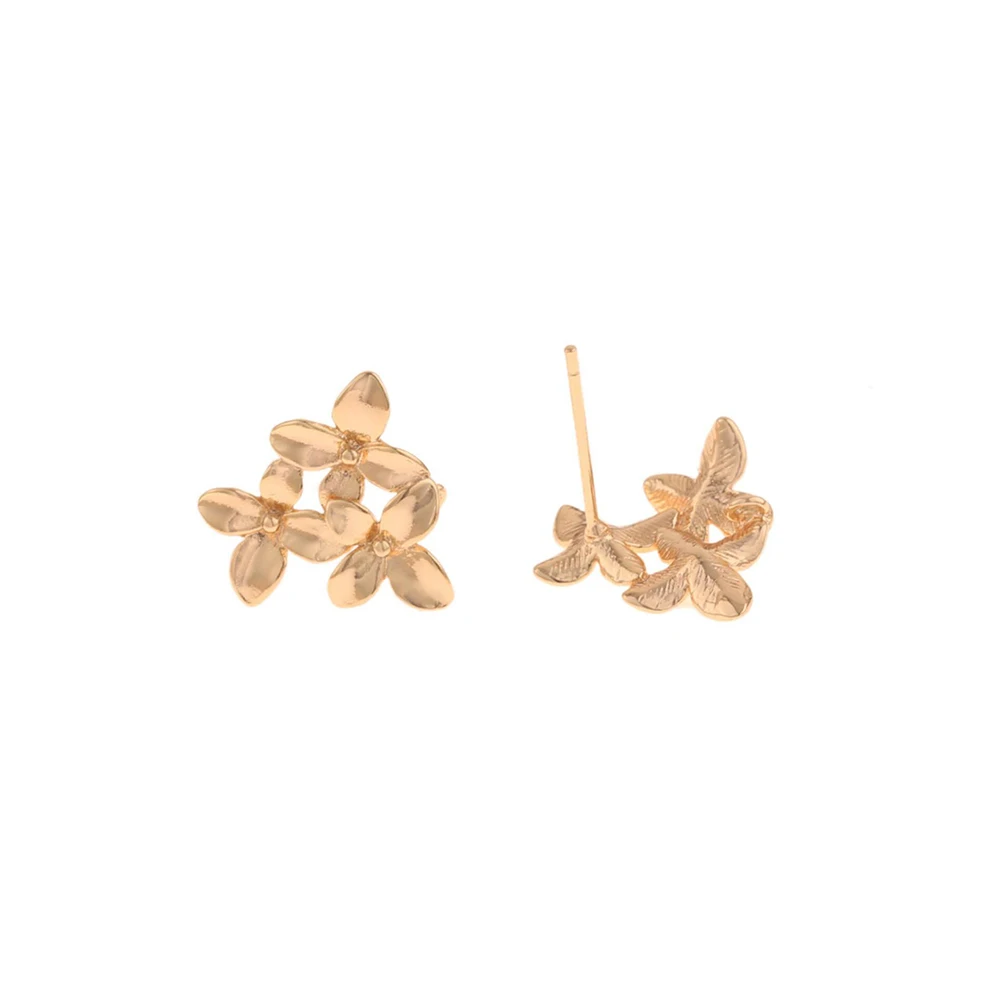 

Jewelry Accessories Cordial Design 30Pcs 13*14MM Jewelry Accessories DIY Earrings Stud Genuine Gold Plating Flower Shape Hand