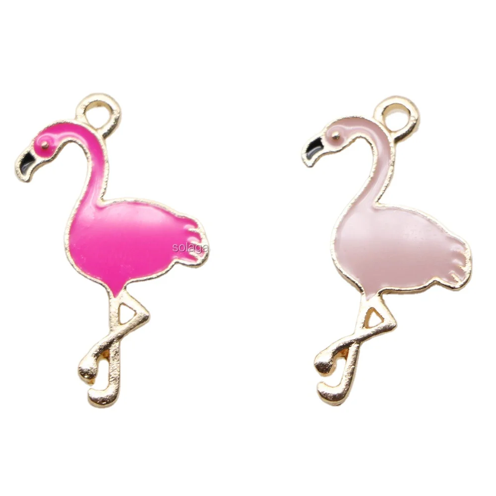 

29mm*15mm Animal Flamingo Bird Pendant Charms Gold Color Plated Oil Drop Enamel DIY Jewelry Findings Bracelet Charm, Same with photo