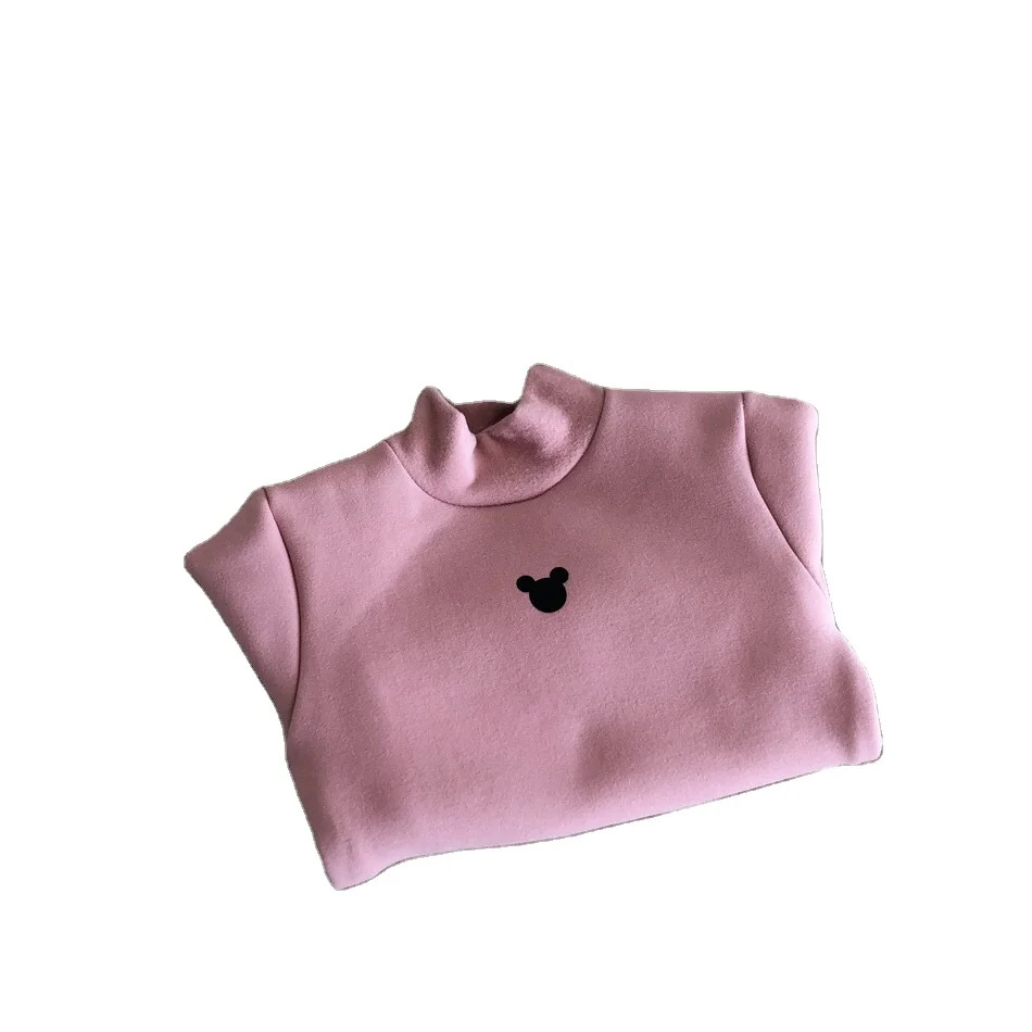 

boy and girl winter new Korean mouse with velvet thickened bottom shirt DE velvet long sleeved T baby top for wholesale, As pic shows, we can according to your request also