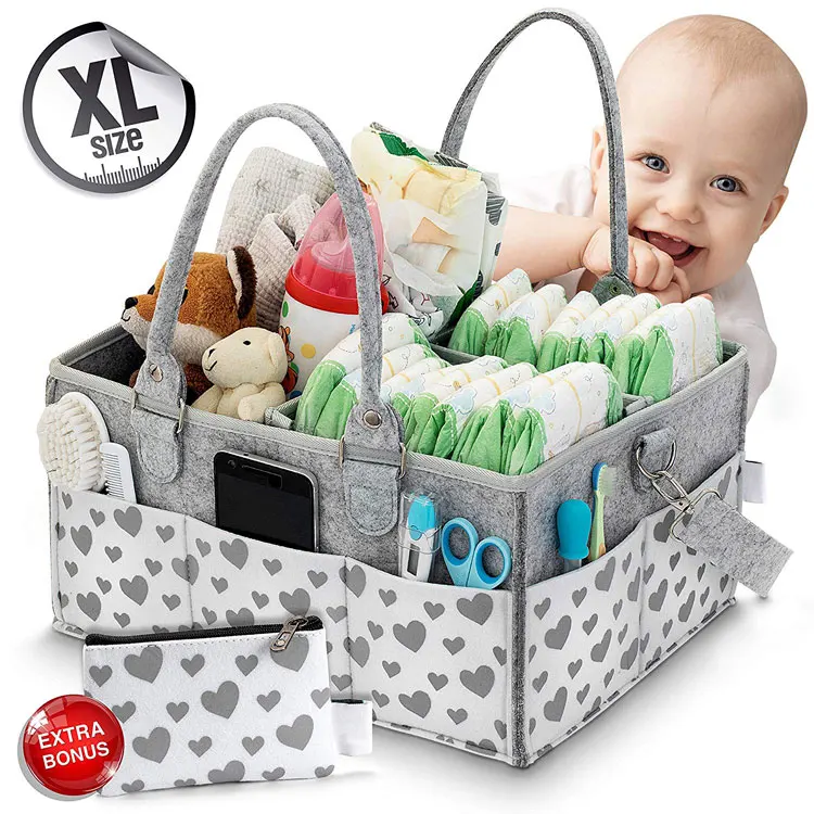 

Baby Diaper Caddy Organizer - Baby Shower Gift Basket For Boys Girls | Diaper Tote Bag | Nursery Storage Bin for Changing Table, Customized