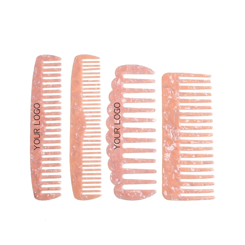 

Manufacturers direct selling wide tooth comb custom logo pink acetate hairdressing combs