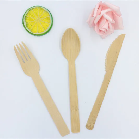 

Travel portable eco friendly reusable bamboo cheese cake knife and fork set