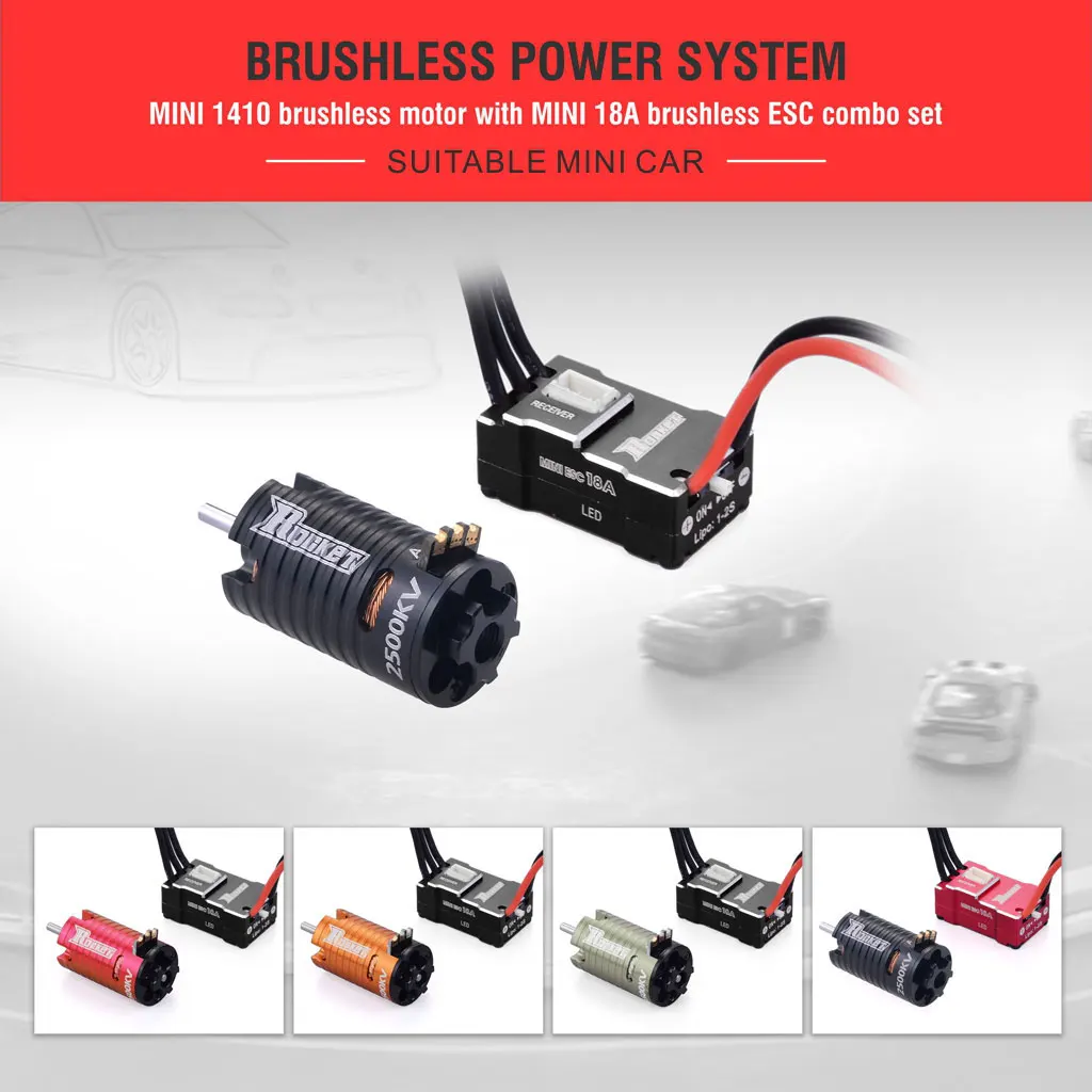 Rocket Miniz 1410 Brushless Dc Motor W/18a Esc Combo For Mini 1/26th 1