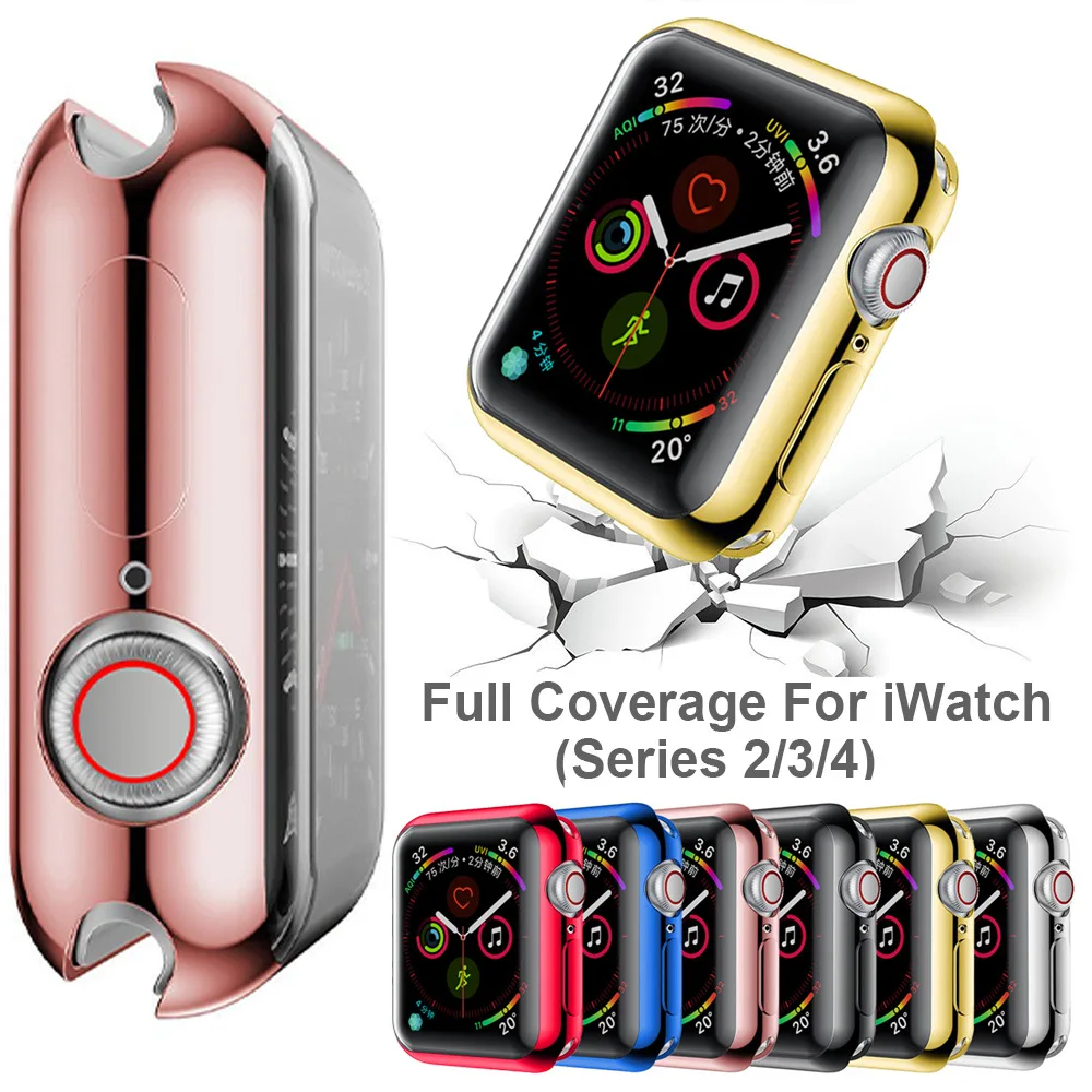 

Fashion TPU Soft Watch Case For Apple Watch Series 6 SE 5 4 3 2 Electroplating Cover For Iwatch 38/40/42/44mm