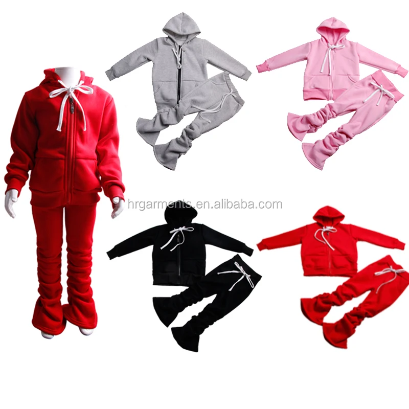 

2 Pcs Kids Girls Outfits Zipper Jogger Stacked Sets Hoodies Tops Jacket Pants Children Boys Clothing Leggings Winter Tracksuit