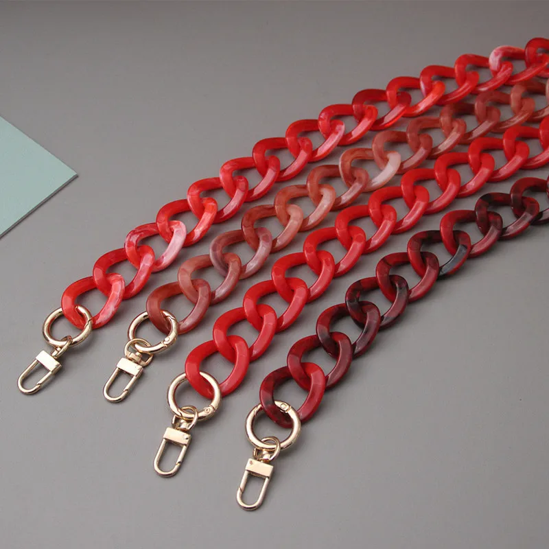 

ZONESIN 45cm Vintage Red Acrylic Handbag Handle Resin Chain For Bags