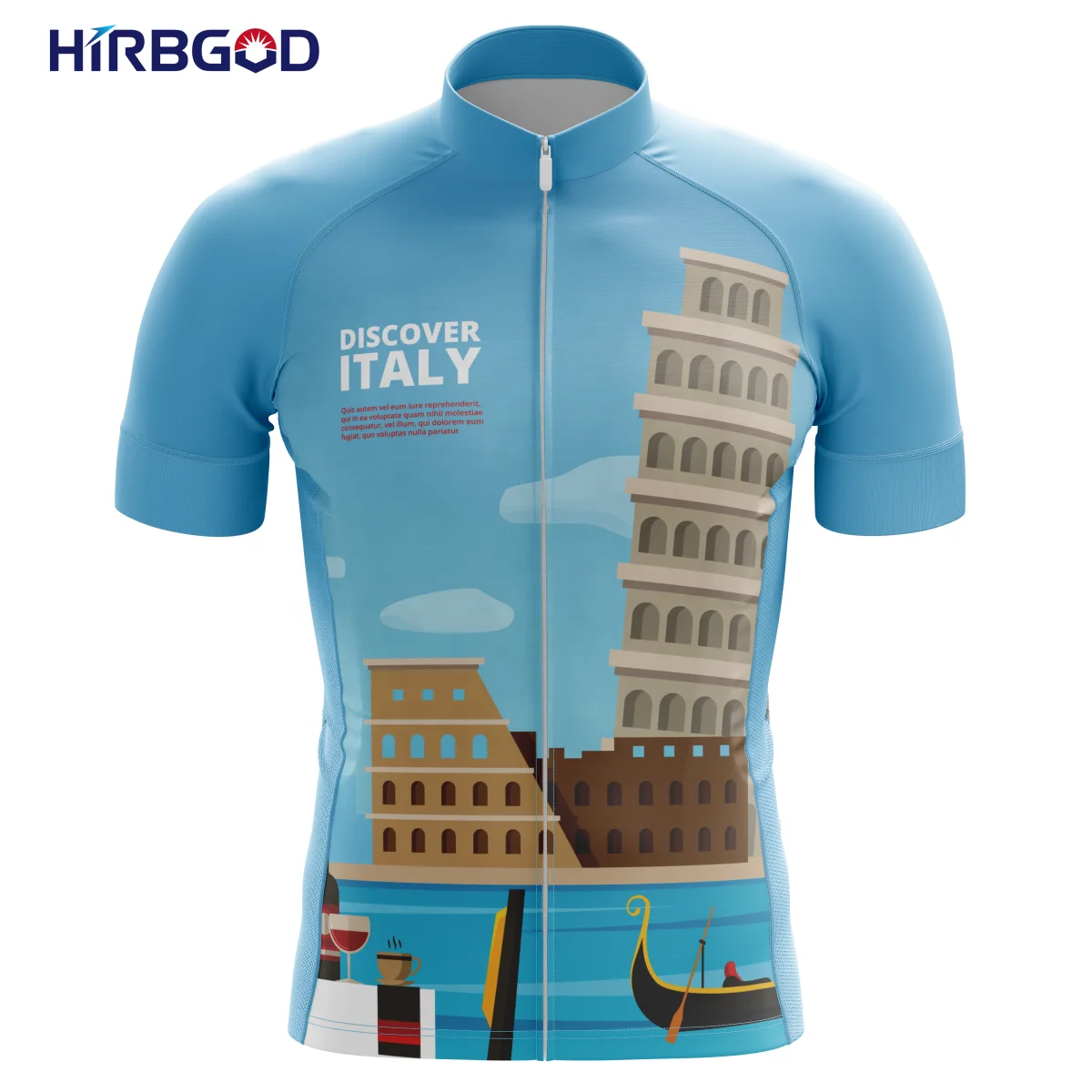 

HIRBGOD TYZ687-01 discover italy cycle jersey Men's short sleeve bike jersey Comfortable cycling jersey Plus Size cycling wear, Blue