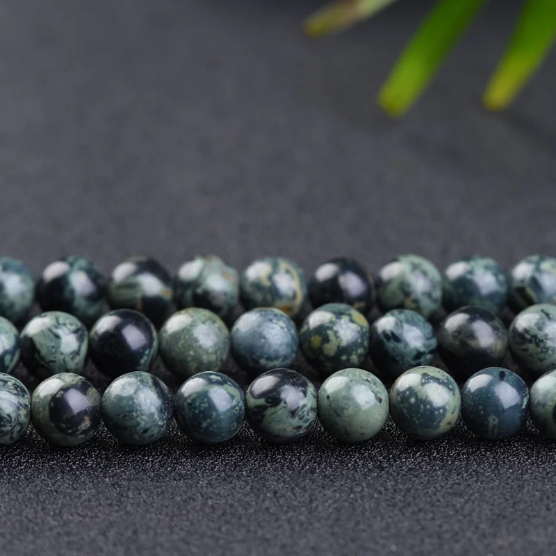 Kambaba Jasper Nature Stone Loose Matte Round Beads Green Kambaba Jasper