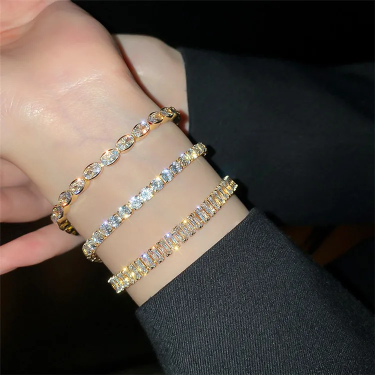 

Simple Personality Bracelet Spring Net Celebrity Temperament Design Feel New Geometric Zircon Bracelet, Picture shows