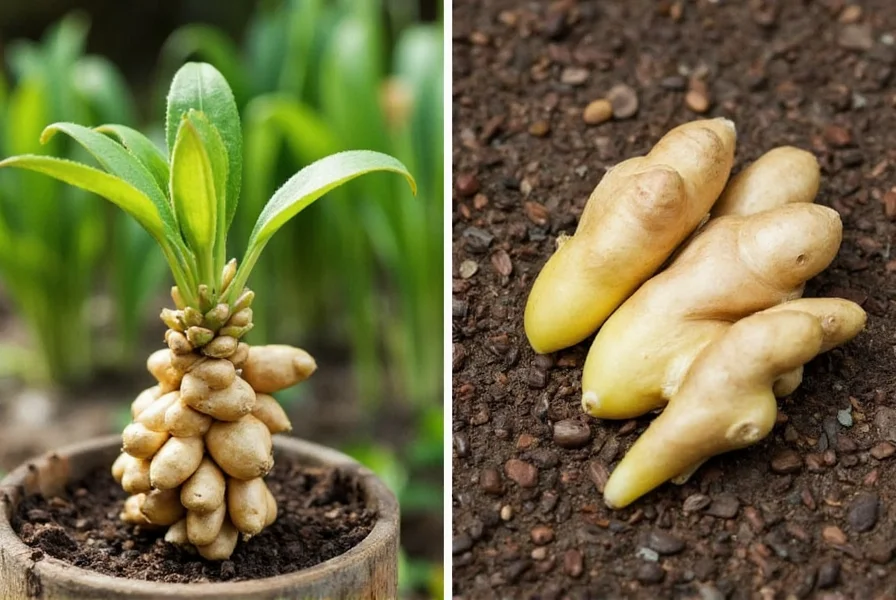 Healthy organic ginger rhizomes with visible growth buds for planting