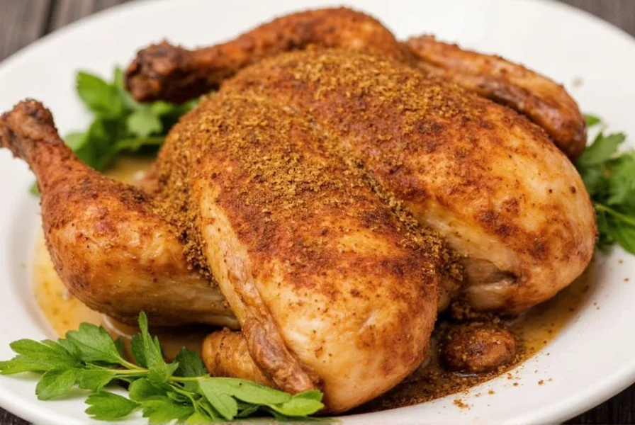 Assorted herbs and spices used in making a roast chicken rub