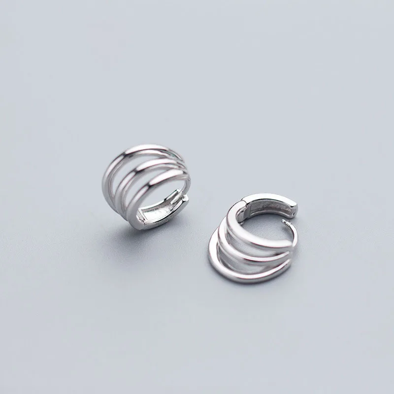 Korean Design 925 Sterling Silver Multi-layer Clip Earrings on Ear Women Jewelry