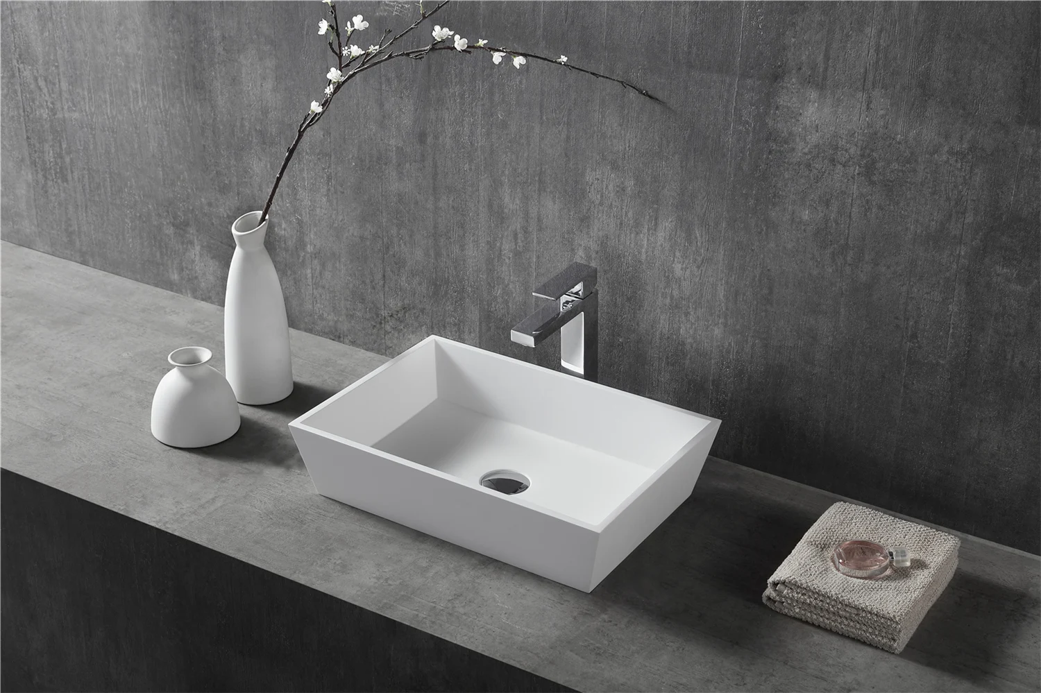 Acrylic Solid Surface Artificial Stone Bathroom Wash Basin