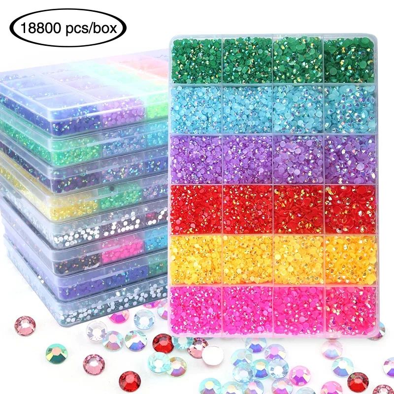 Qiao 3mm 4mm 5mm Jelly AB Resin Non Hot Fix Rhinestones Flatback Crystals Strass Glitters Stone for DIY Decoration 18800Pcs/box