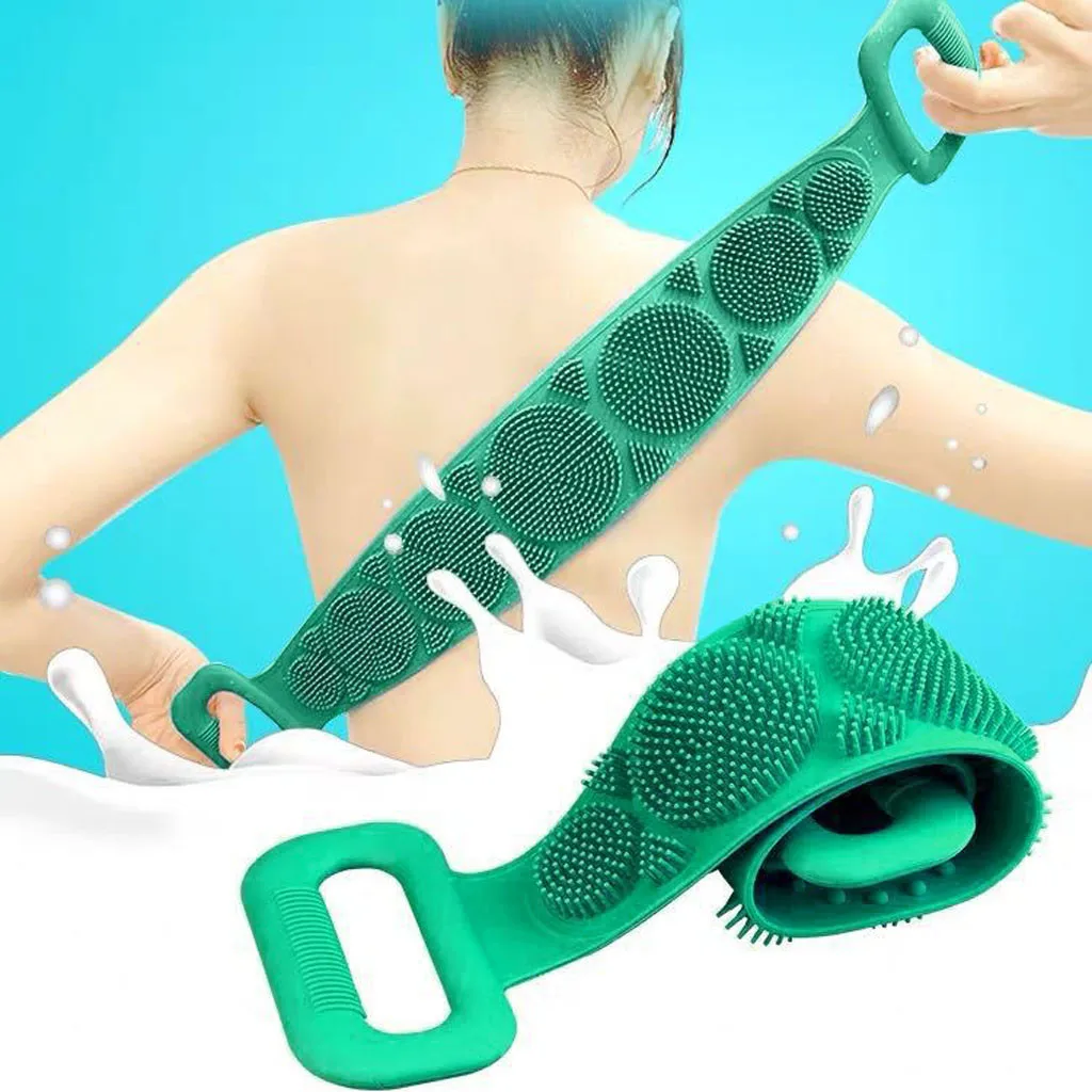 

Silicone Bath Body Double Side Shower Exfoliating Belt Bath Towel Scrubber Bath Shower Belt for Men and Women, Custom color