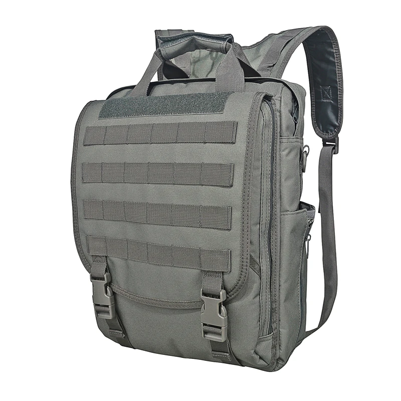 

Military Tactical Laptop Bag U.S.A Warehouse DDP Multi-function MOLLE System Straps Patches 600D PVC Gray Backpack