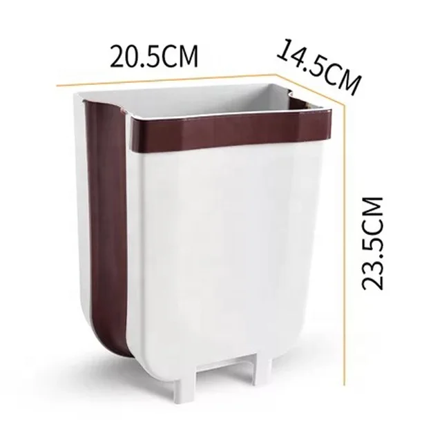 

2021 new product plastic hospital bathroom kitchen Accessories Cabinet Door wall mounted waste bin foldable trash can kitchen, Chocolate/white