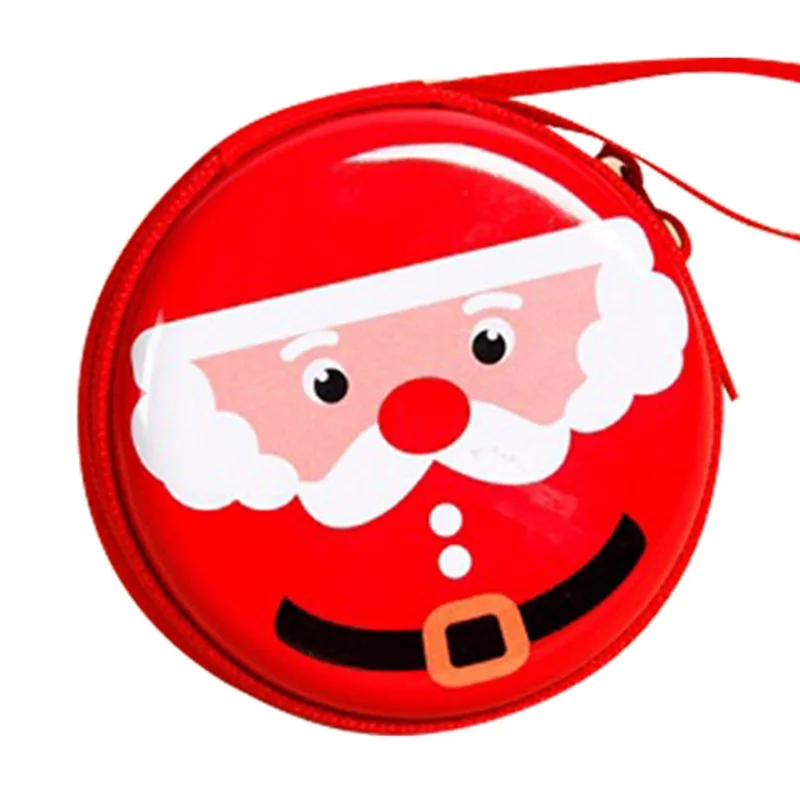 

2021 Fashion Holiday Gift Bags for Children Xmas Pattern Hand Bags Kids Round Christmas 2 in 1 Coin Purse