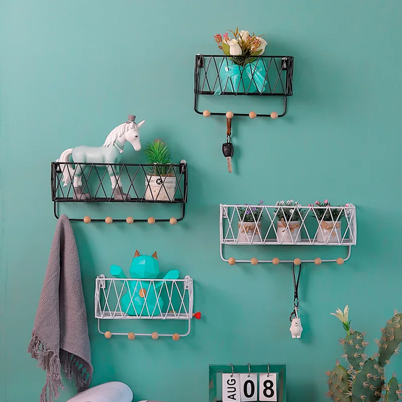 

Nordic Simple Home Decorator Wall Shelf Metal Storage Wall Mount Bathroom Shelves