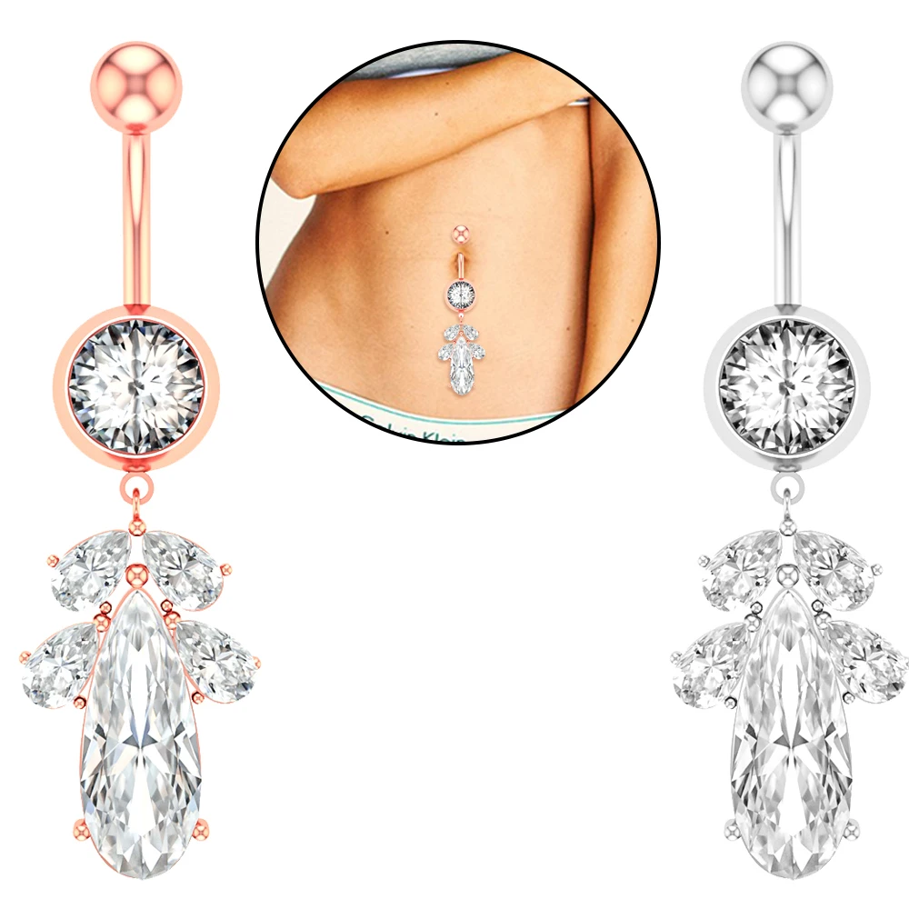 

Snowman Zircon Dangle Belly Ring Wholesale Sexy Navel Piercing Styles Fashion Rings Body Jewelry For Women