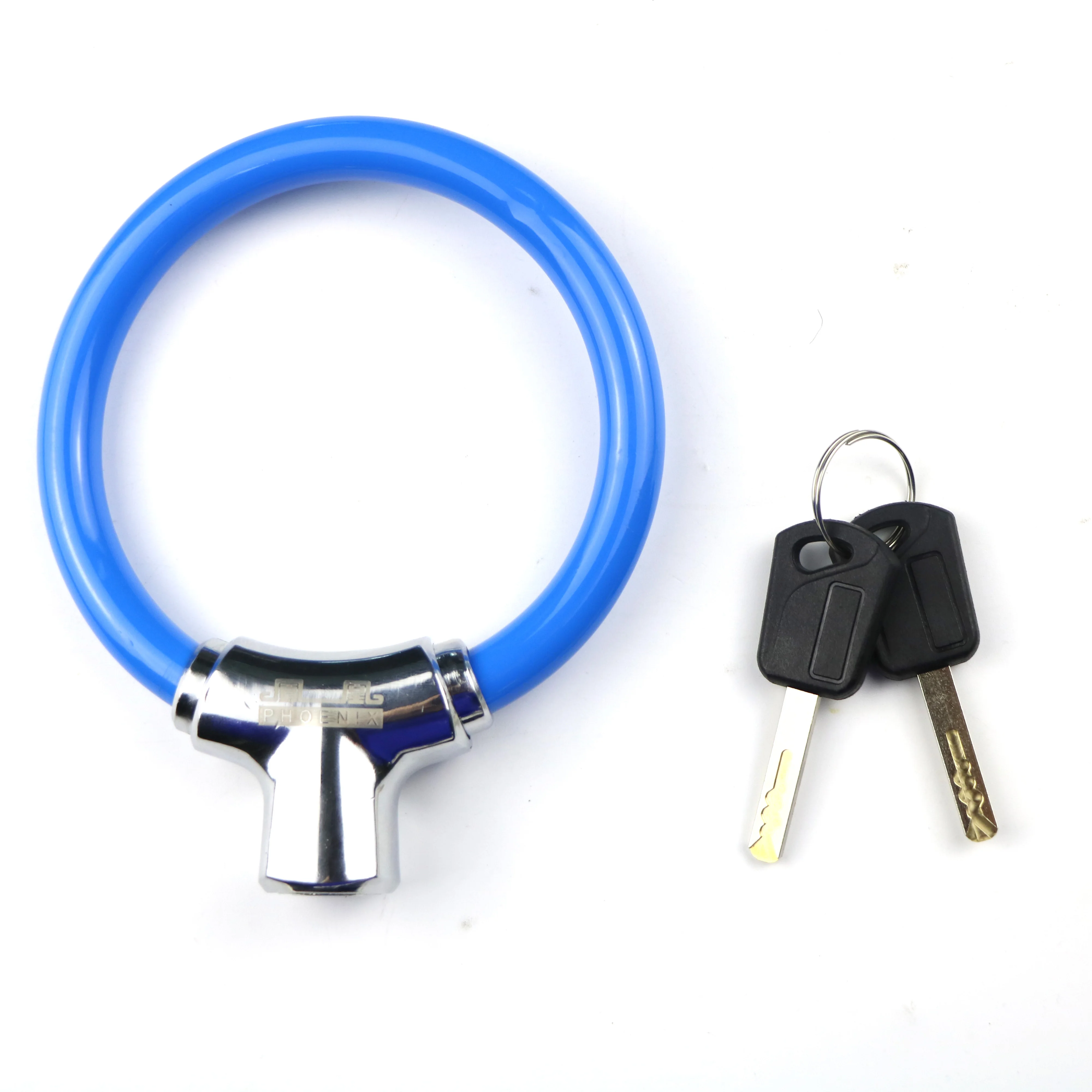 

Colorful Portable Mountain bike anti theft with two keys Mini liquid Steel cable ring lock, Blue