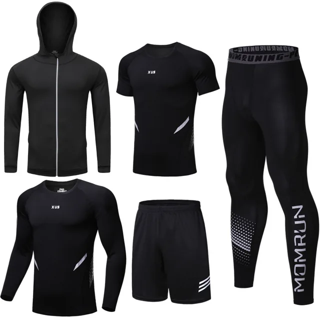 

Men 5 PCS sportswear compression sports suits quick-dry running sets clothing sports joggers training gym fitness tracksuits