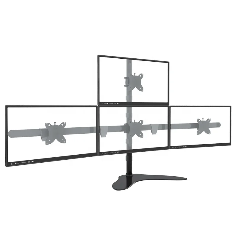 

Ergonomic Free Standing Computer Brackets Quad Monitor Arm Stand Mount For 15-30inch, Black