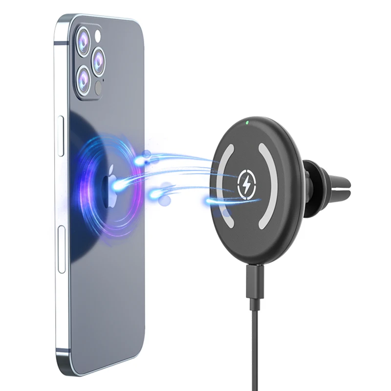 

New OBSHI Magnetic Wireless Charger for iPhone 12 15W Qi wireless car charging amount Mag-safe Charger, Black