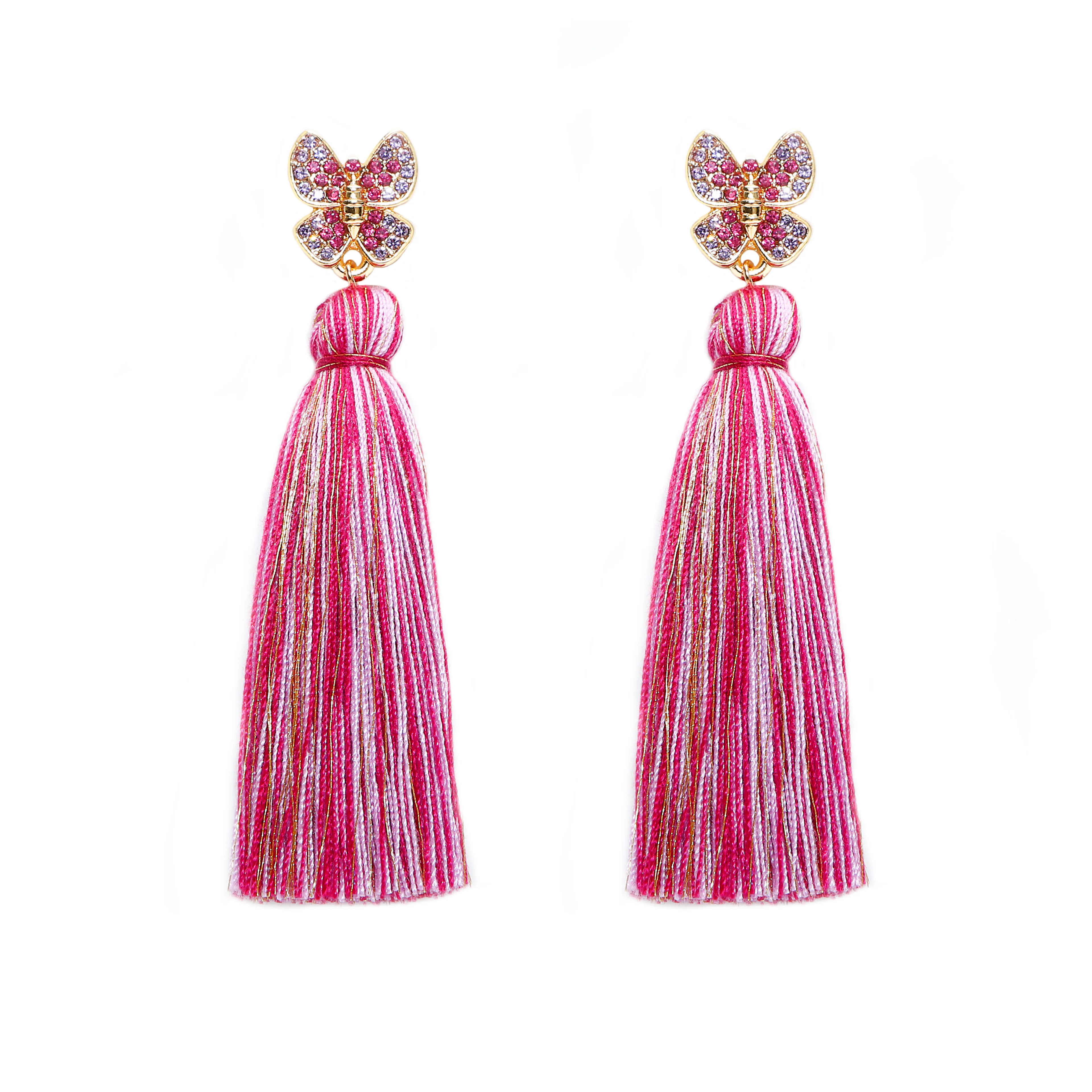 

2020 new hot style tassel butterfly earring European and American bohemian cotton tassels fashion women jewelry, Colorful