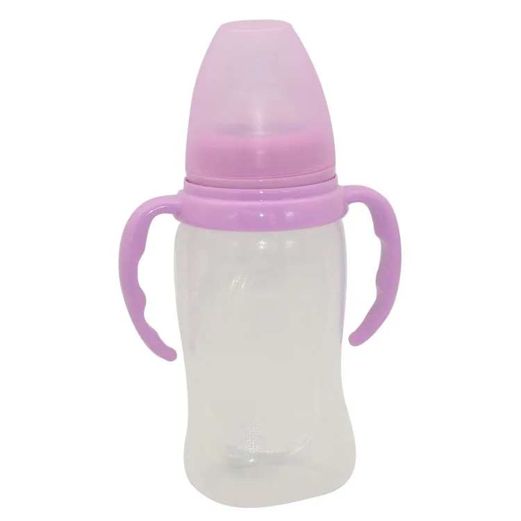 

Amazon hot selling baby PP feeding bottle 300ml wide caliber with straw handle portable anti-fall anti-flatulence BPA free