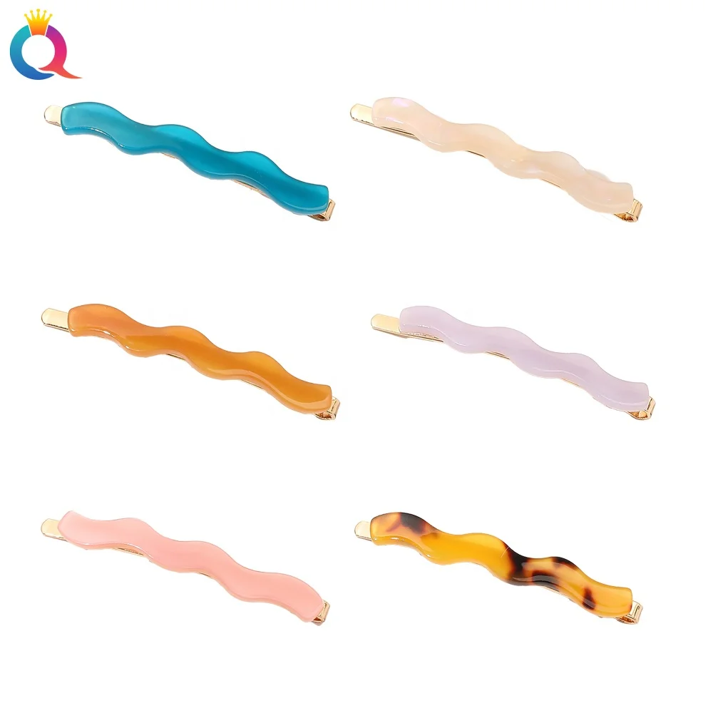 gold color bobby pin hairpin with wave shape acetate woman girl  hair decoration