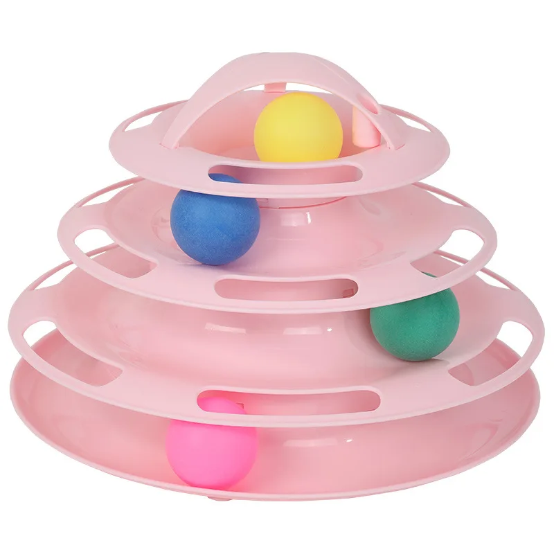 

Interactive Game Disk 3 Layer Turntable Pet Toys Tower of Tracks Puzzle Cat Toy With Ball