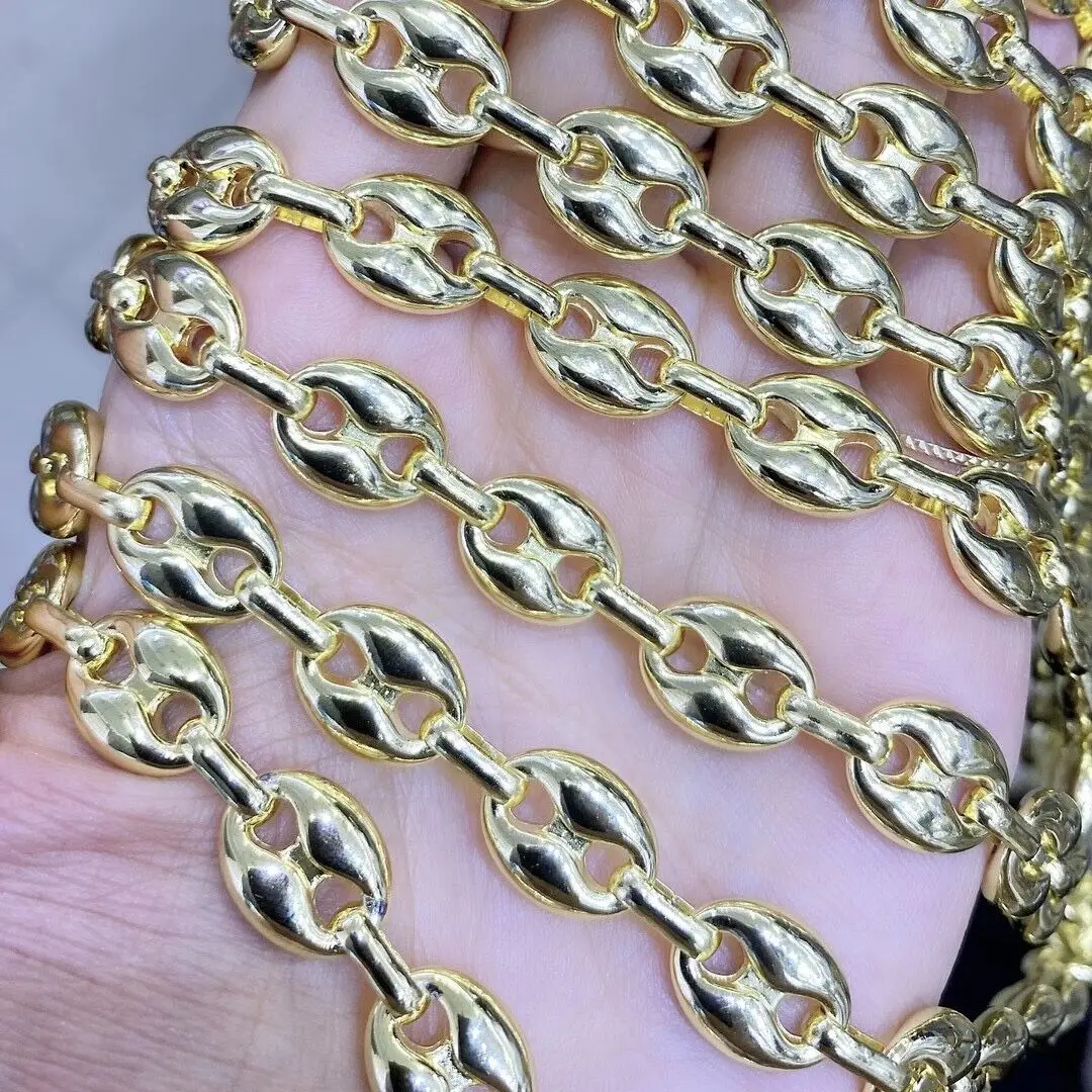 

BD-B1641 High quality chian for jewelry DIY making pig nose shaped charm chain necklace/bracelet accessory gold plated chain, Mixed color