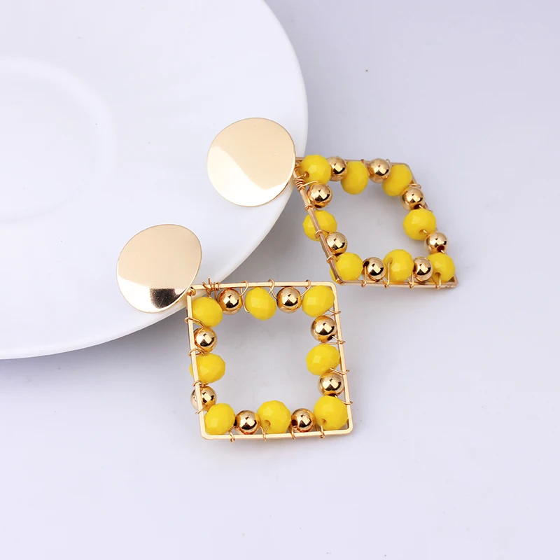 

Trendy Gold Hoop Earrings Cubic Unique Statement Crystal Beaded Hoops Earrings For Women Girls Jewelry Gifts 2020 New