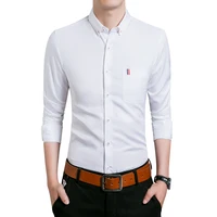 

100% Polyester Men's Shirts Slim Fit Casual Long Sleeve Formal Shirts For Men